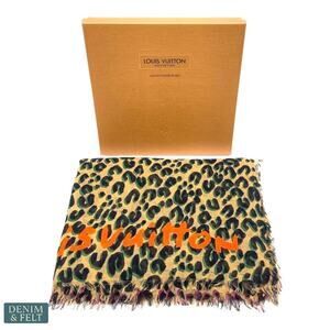 Louis Vuitton Stephen Sprouse Leopard Cashmere Silk Scarf w/ Box M75260 77”x55”